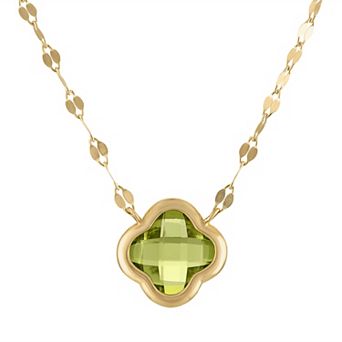 Tiara 10k Gold Gemstone Clover Pendant Necklace