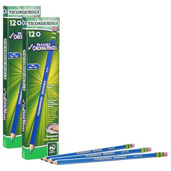Dixon 12 Count Ticonderoga Erasable Blue Colored Pencils 2 pk