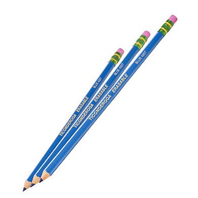 Dixon 12 Count Ticonderoga Erasable Blue Colored Pencils 2-pk.