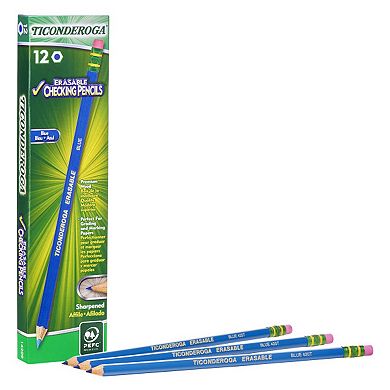 Dixon 12 Count Ticonderoga Erasable Blue Colored Pencils 2-pk.
