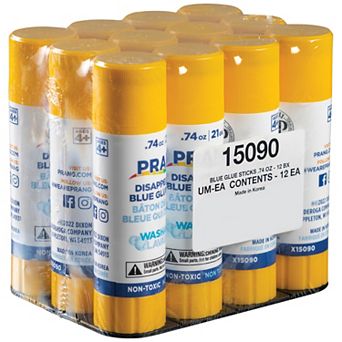 Dixon Prang 0.74 oz. Blue Washable Glue Sticks 12 pk