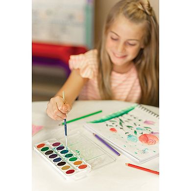 Dixon Prang 16 Color Oval Pans Watercolors Set with Brush 2-pk.