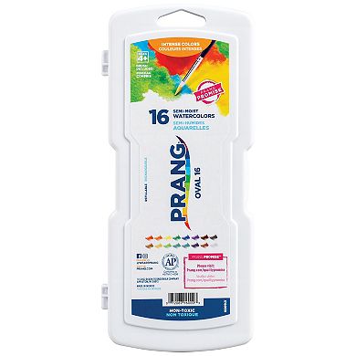 Dixon Prang 16 Color Oval Pans Watercolors Set with Brush 2-pk.