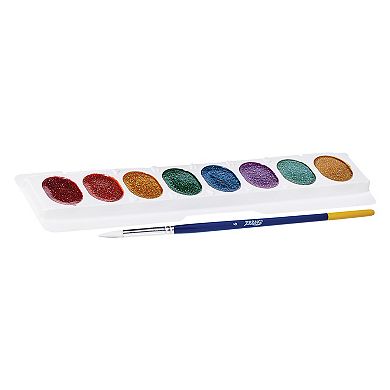 Dixon Prang 8 Assorted Glitter Color Washable Watercolors Set with Brush 6-pk.