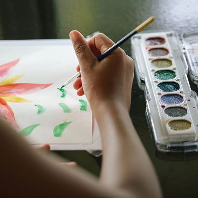 Dixon Prang 8 Assorted Glitter Color Washable Watercolors Set with Brush 6-pk.