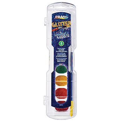 Dixon Prang 8 Assorted Glitter Color Washable Watercolors Set with Brush 6-pk.