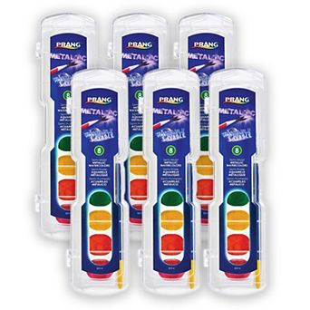 Dixon Prang 8 Assorted Metallic Color Washable Watercolors Set with Brush 6 pk