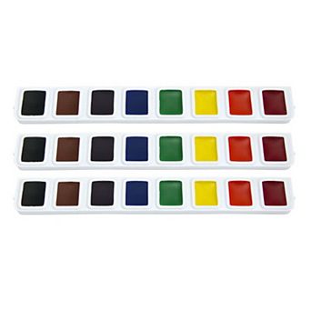 Dixon Prang 8 Color Half Pan Watercolor Refill Tray 3 pk
