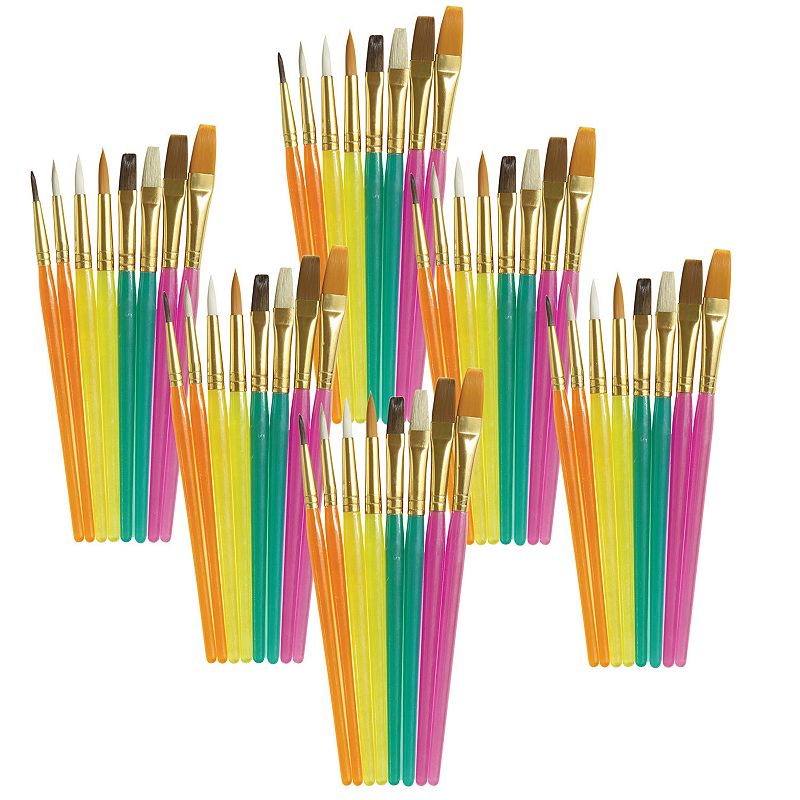 Creativity Street Acrylic Synthetic Bristle, Paint Brush Assortment, 8/Pack, 6 Packs/Bundle (PACAC51, Pink, Plastic | Quill