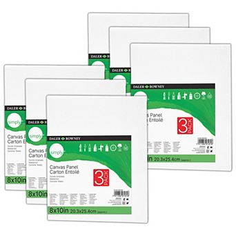 Dixon Daler-Rowney Simply 3 pc 8" x 10" White Canvas Panels Set 6 pk
