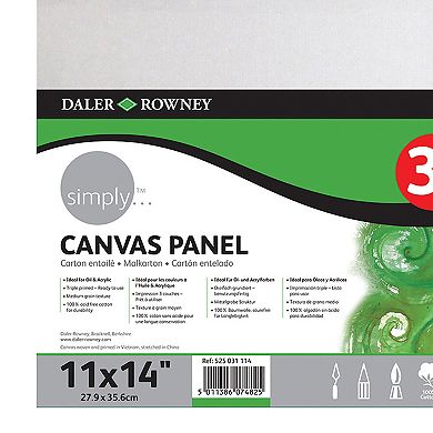 Dixon Daler-Rowney Simply 3-pc. 11" x 14" White Canvas Panels Set 3-pk.