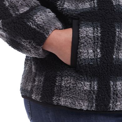 Plus Size Weathercast Snap Front Bonded Sherpa Fleece Jacket