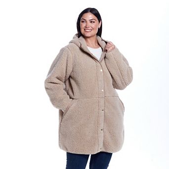 Plus Size Weathercast Hooded Sherpa Fleece Jacket