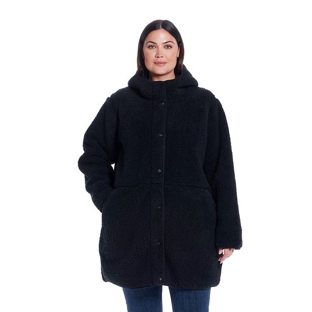 Plus Size Weathercast Hooded Sherpa Fleece Jacket