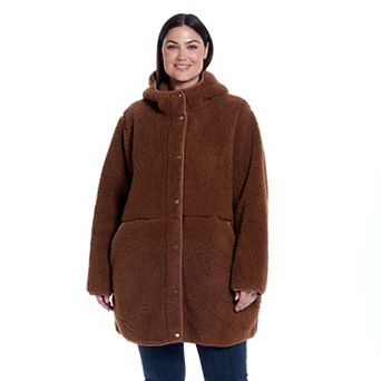 Plus Size Weathercast Hooded Sherpa Fleece Jacket