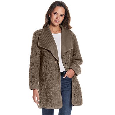 Women's Weathercast Ribbed Knit Sherpa-Lined Coatigan