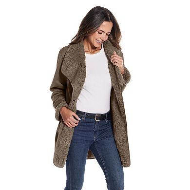 Women's Weathercast Ribbed Knit Sherpa-Lined Coatigan