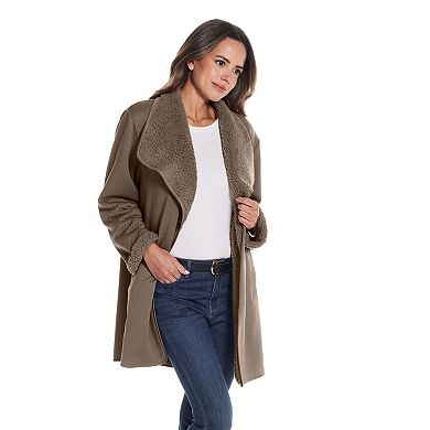 Women's Weathercast Ribbed Knit Sherpa-Lined Coatigan