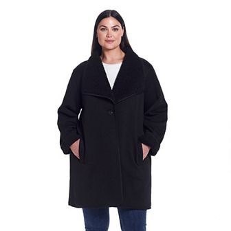 Plus Size Weathercast Ribbed Knit Sherpa-Lined Coatigan