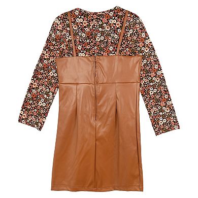 Girls 7-16 Tween Diva Pleather Jumper & Floral Top Set