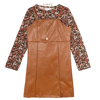 Girls 7-16 Tween Diva Pleather Jumper & Floral Top Set