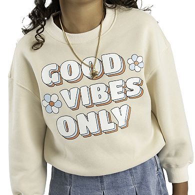 Girls 7-16 Tween Diva 3-pc. Graphic Sweatshirt, Pleated Denim Skirt & Necklace Set