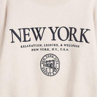 Girls 7-16 Tween Diva New York Graphic Sweatshirt, Plaid Skort, & Hair Tie Set
