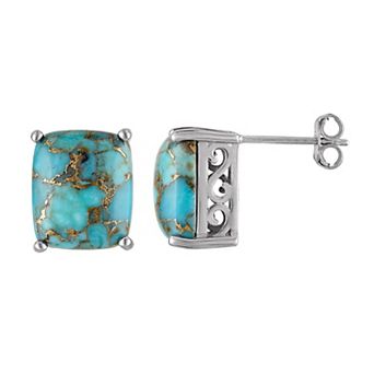 Designs by Gioelli Sterling Silver Copper Turquoise Stud Earrings