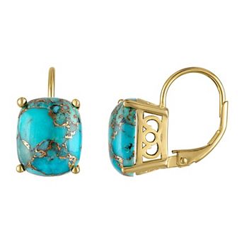 Designs by Gioelli 14k Gold Over Silver Blue Copper Turquoise Drop Earrings