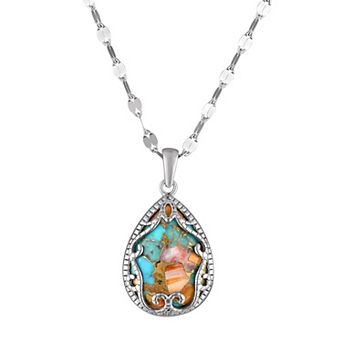 Designs by Gioelli Sterling Silver Blue Oyster Turquoise Pendant Necklace
