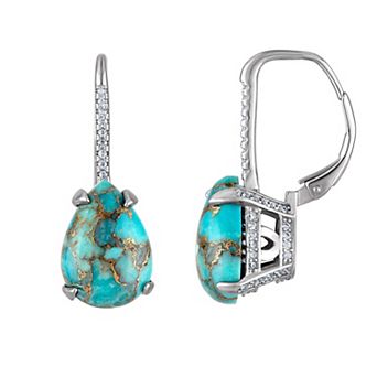 Designs by Gioelli Sterling Silver Blue Copper Turquoise Drop Earrings