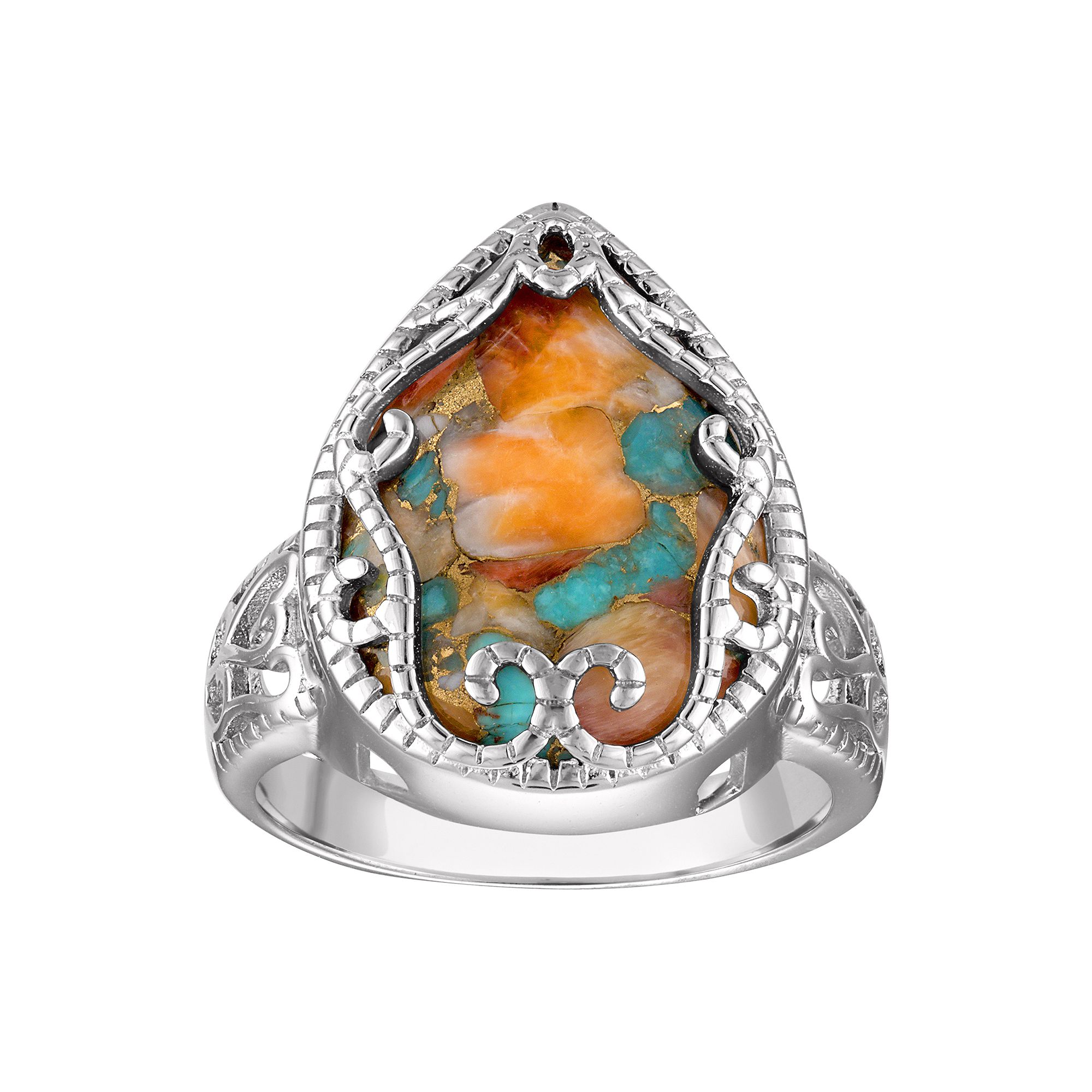 Designs by Gioelli Sterling Silver Blue Oyster Turquoise Ring, Womens, Siz