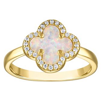 Designs by Gioelli 14k Gold Over Sterling Silver Gemstone Clover Ring