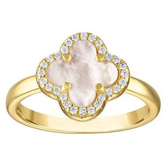 Designs by Gioelli 14k Gold Over Sterling Silver Gemstone Clover Ring
