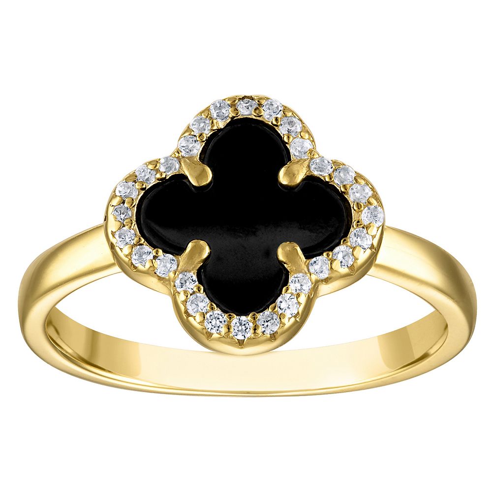 Designs by Gioelli 14k Gold Over Sterling Silver Gemstone Clover Ring