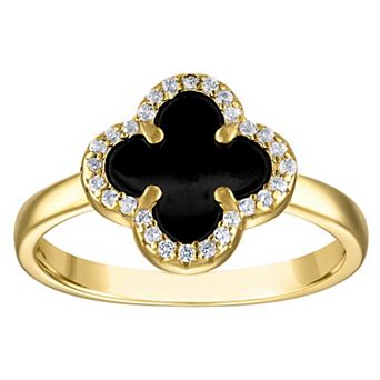Designs by Gioelli 14k Gold Over Sterling Silver Gemstone Clover Ring