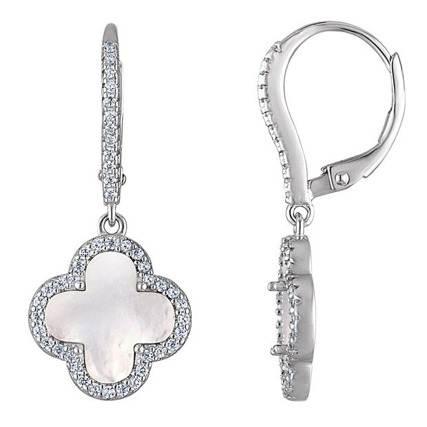 Designs by Gioelli Sterling Silver Clover Leverback Earrings