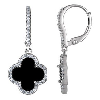 Designs by Gioelli Sterling Silver Clover Leverback Earrings