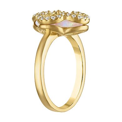 Designs by Gioelli Gold Over Silver Gemstone Clover Ring