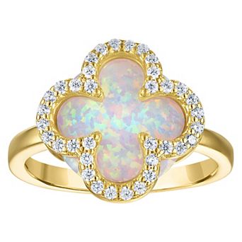 Designs by Gioelli Gold Over Silver Gemstone Clover Ring