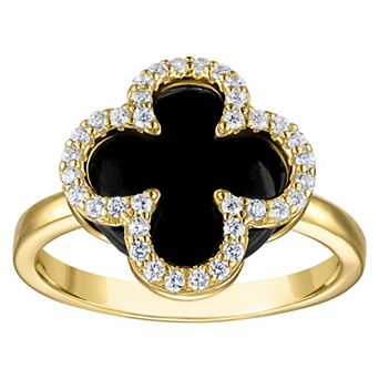 Designs by Gioelli Gold Over Silver Gemstone Clover Ring
