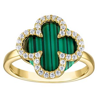 Designs by Gioelli Gold Over Silver Gemstone Clover Ring