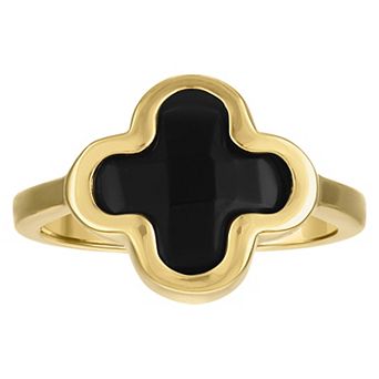 Designs by Gioelli 14k Gold Over Silver Gemstone Clover Ring