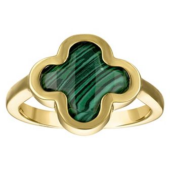 Designs by Gioelli 14k Gold Over Silver Gemstone Clover Ring