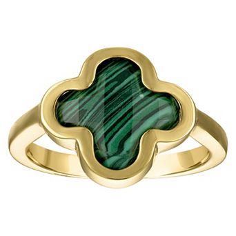 Designs by Gioelli 14k Gold Over Silver Gemstone Clover Ring