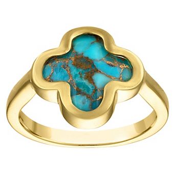 Designs by Gioelli 14k Gold Over Silver Gemstone Clover Ring