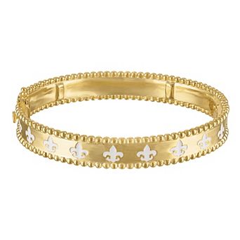 Designs by Gioelli 14k Gold Over Silver Fleur de Lis Bangle Bracelet