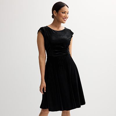 Women's Sandra Darren Velvet Skater Midi Dress