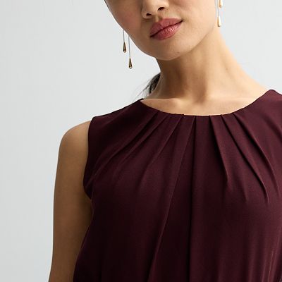 Women's Sandra Darren Sleeveless Pleated Chiffon Maxi Dress