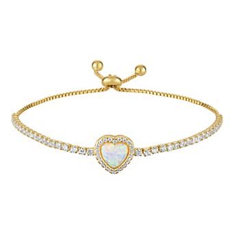 14k Gold Over Silver Opal Adjustable Bracelet